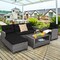 4-Piece Black PE Rattan Outdoor Patio Conversation Sofa Set with Tempered Glass Coffee Table